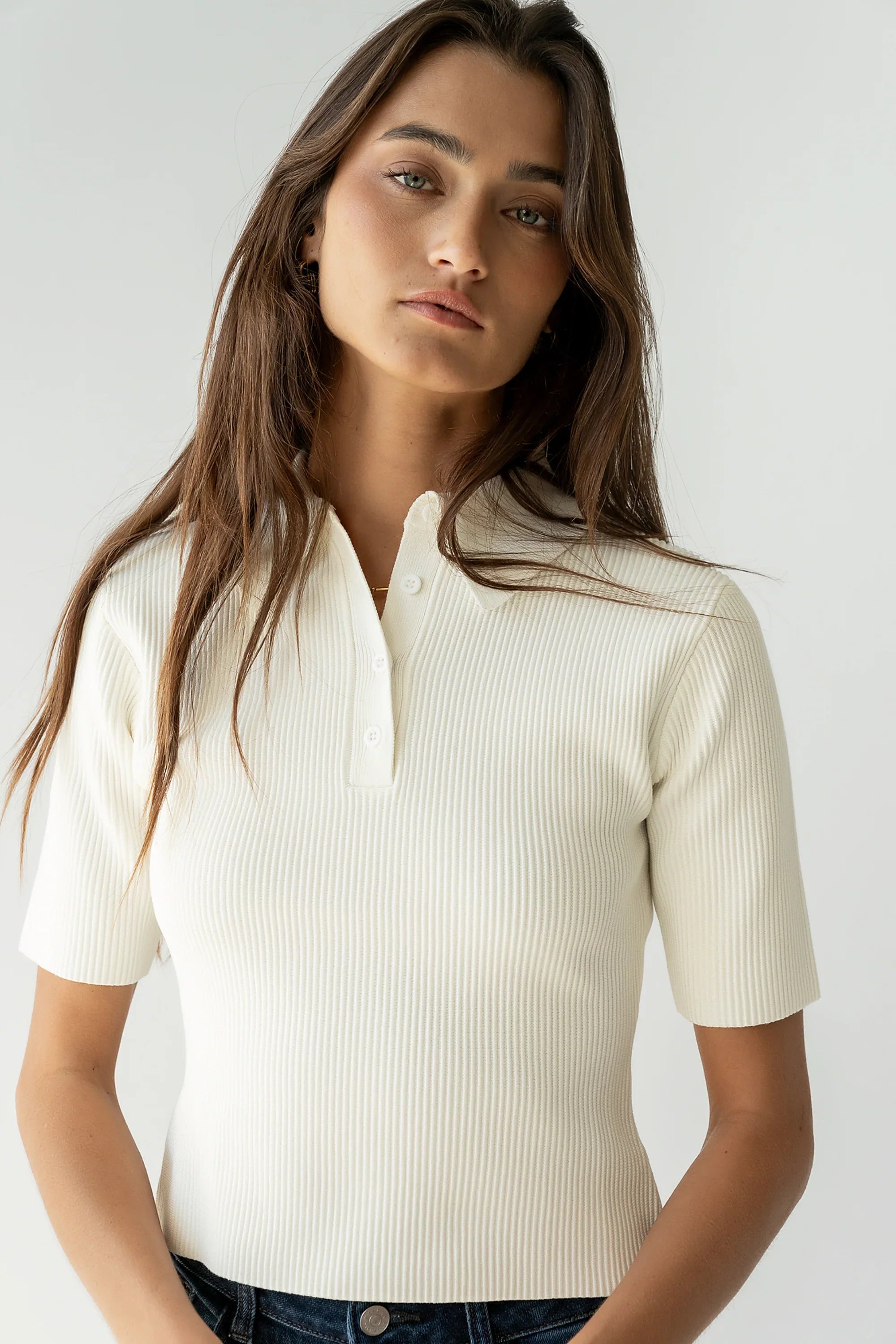 Cami Ribbed Sweater in Cream