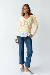 Zeke Cable Knit Sweater in Yellow