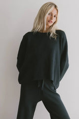 Jesse Waffle Knit Top in Navy FINAL SALE