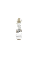 Square Open Toe Hollow Out Satin Stiletto Heels