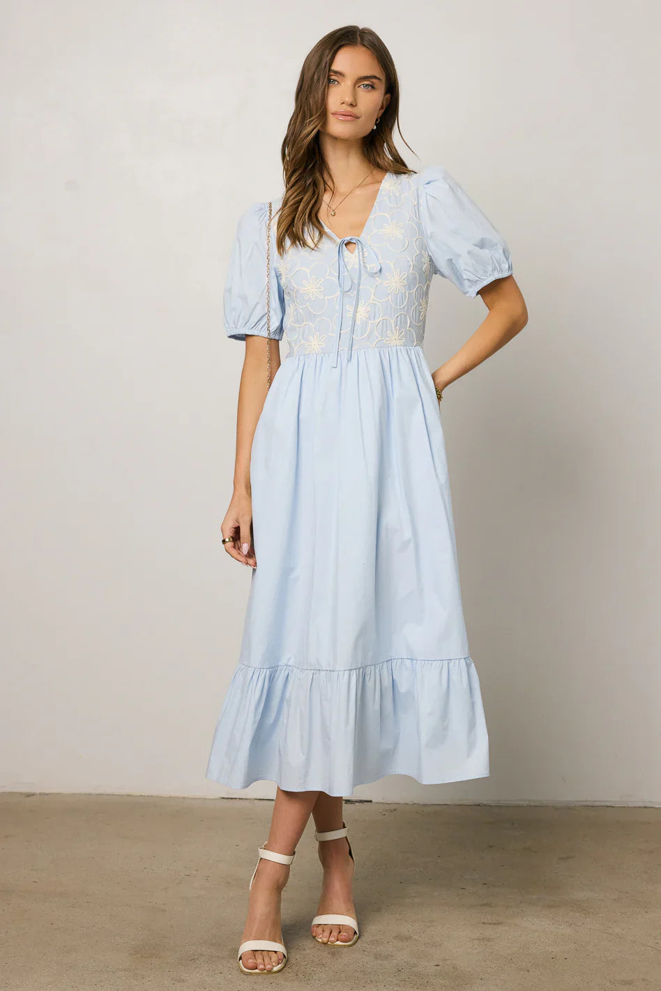 Jozette Floral Midi Dress in Blue FINAL SALE