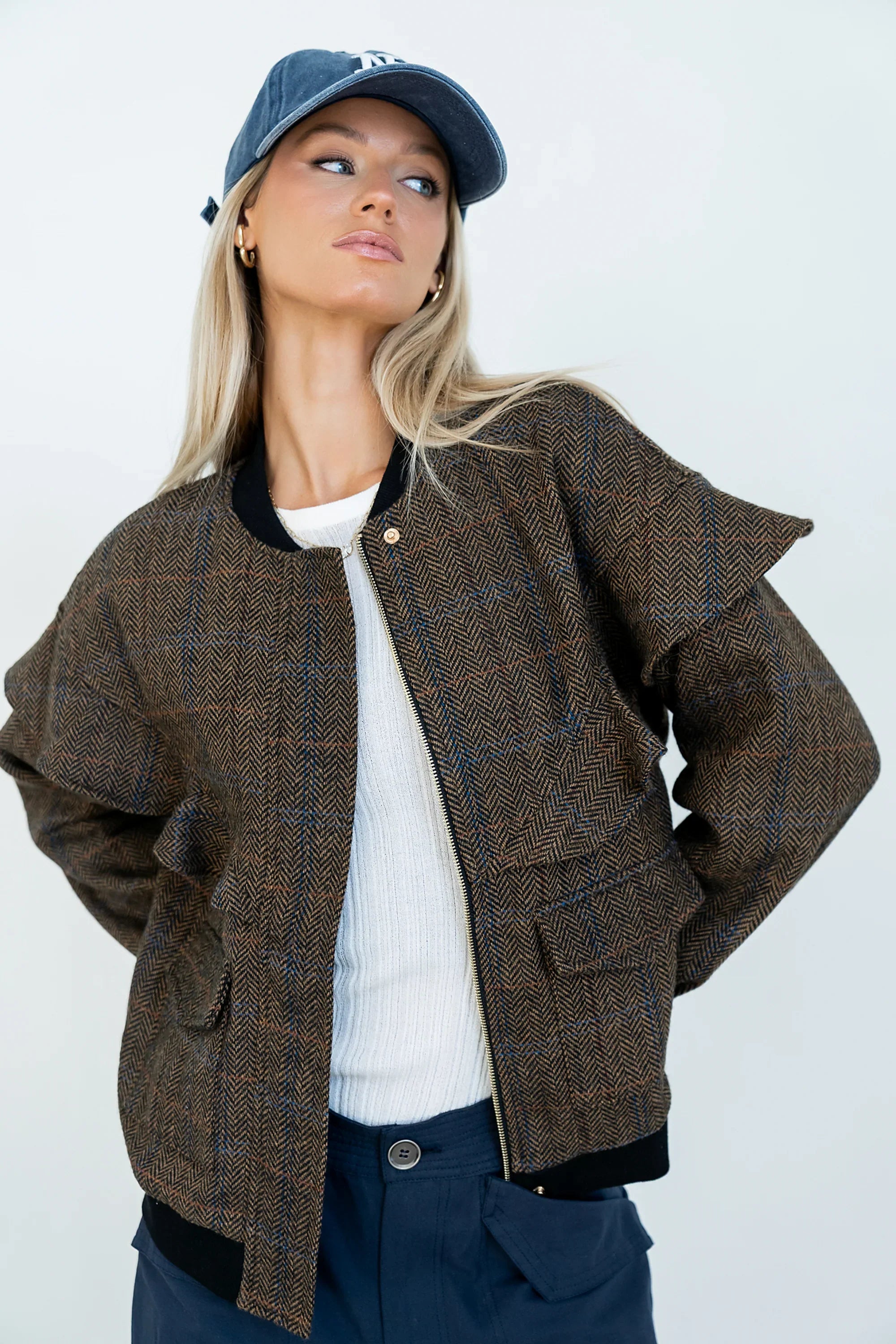 Ricky Herringbone Bomber Jacket