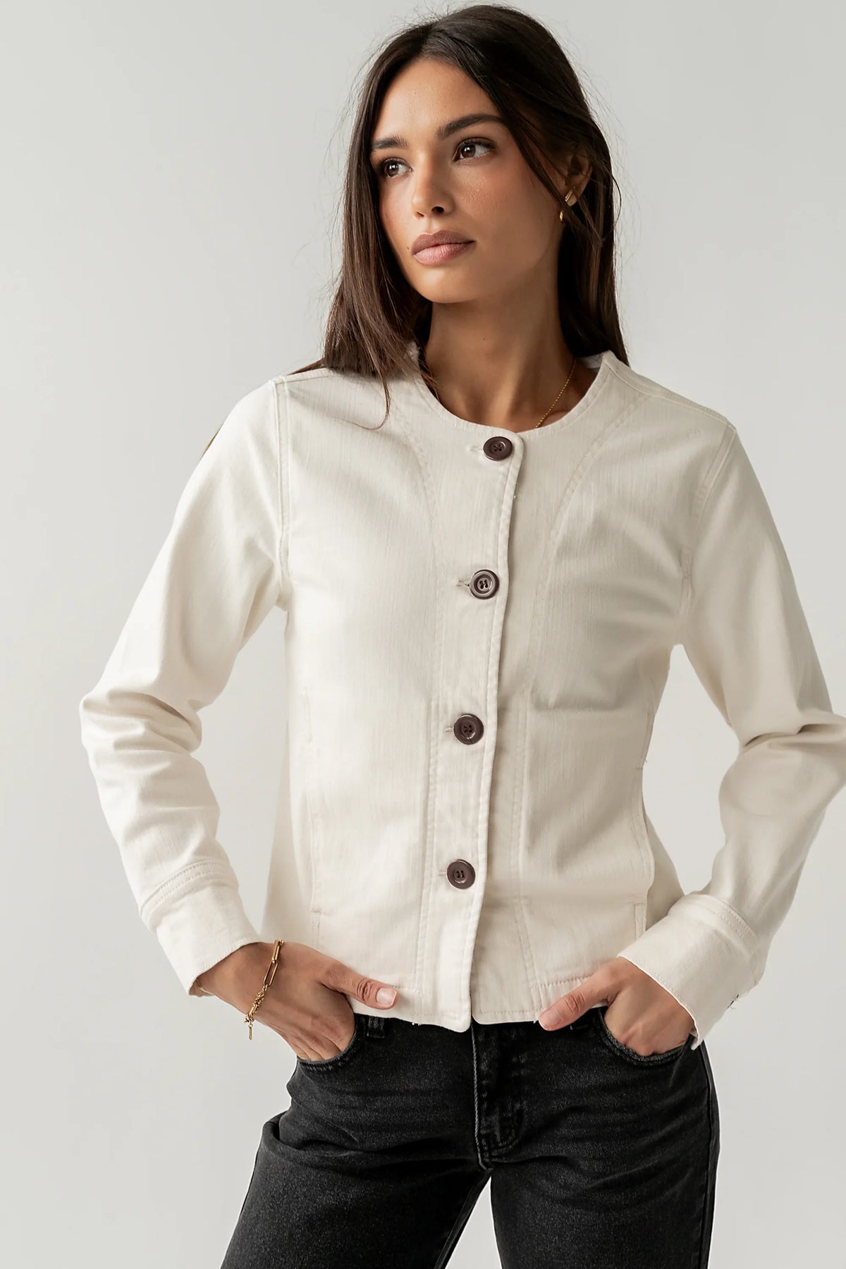 Cozette Barrel Jacket in Off White