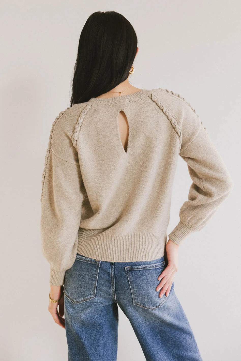 Leony Braided Sweater in Oatmeal FINAL SALE