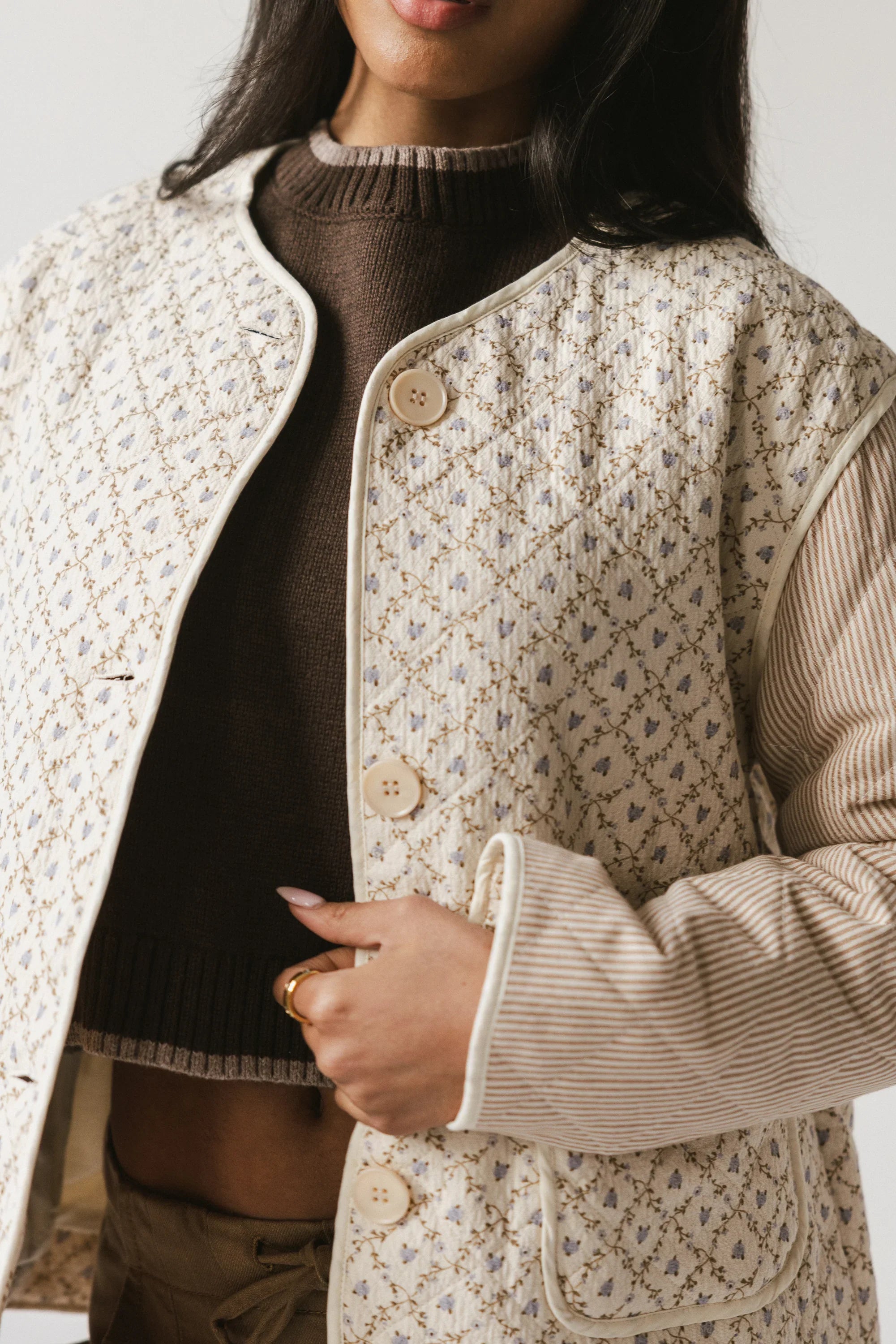 Lucas Quilted Jacket in Latte