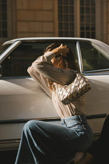 Niri Striped Button Up in Brown FINAL SALE