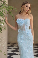 A1487 Carmen Feathered Fitted Column Dress Andrea Leo