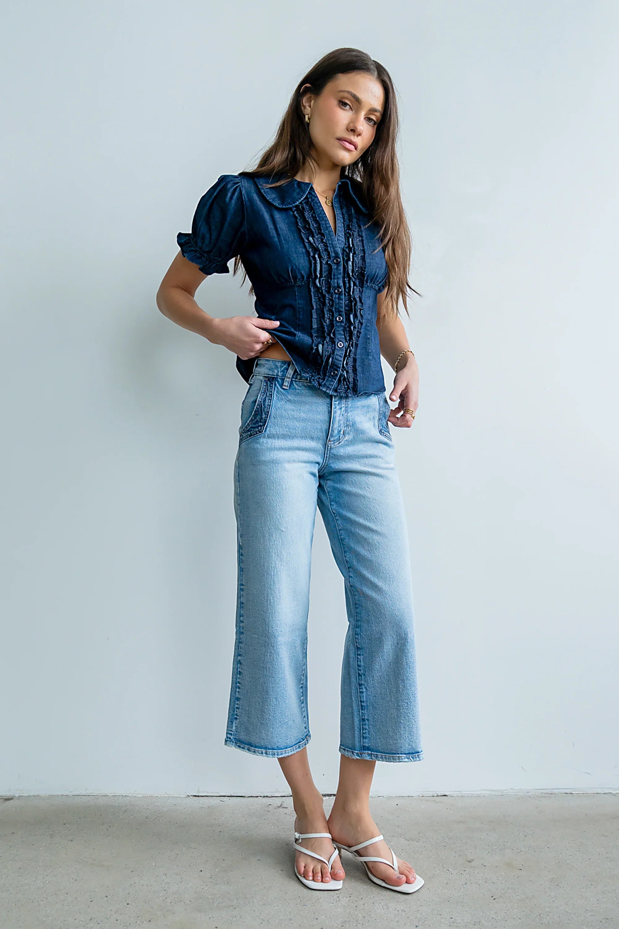 Corina Cropped Wide Leg Jeans
