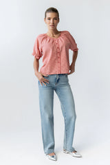 Benny Gingham Blouse in Pink