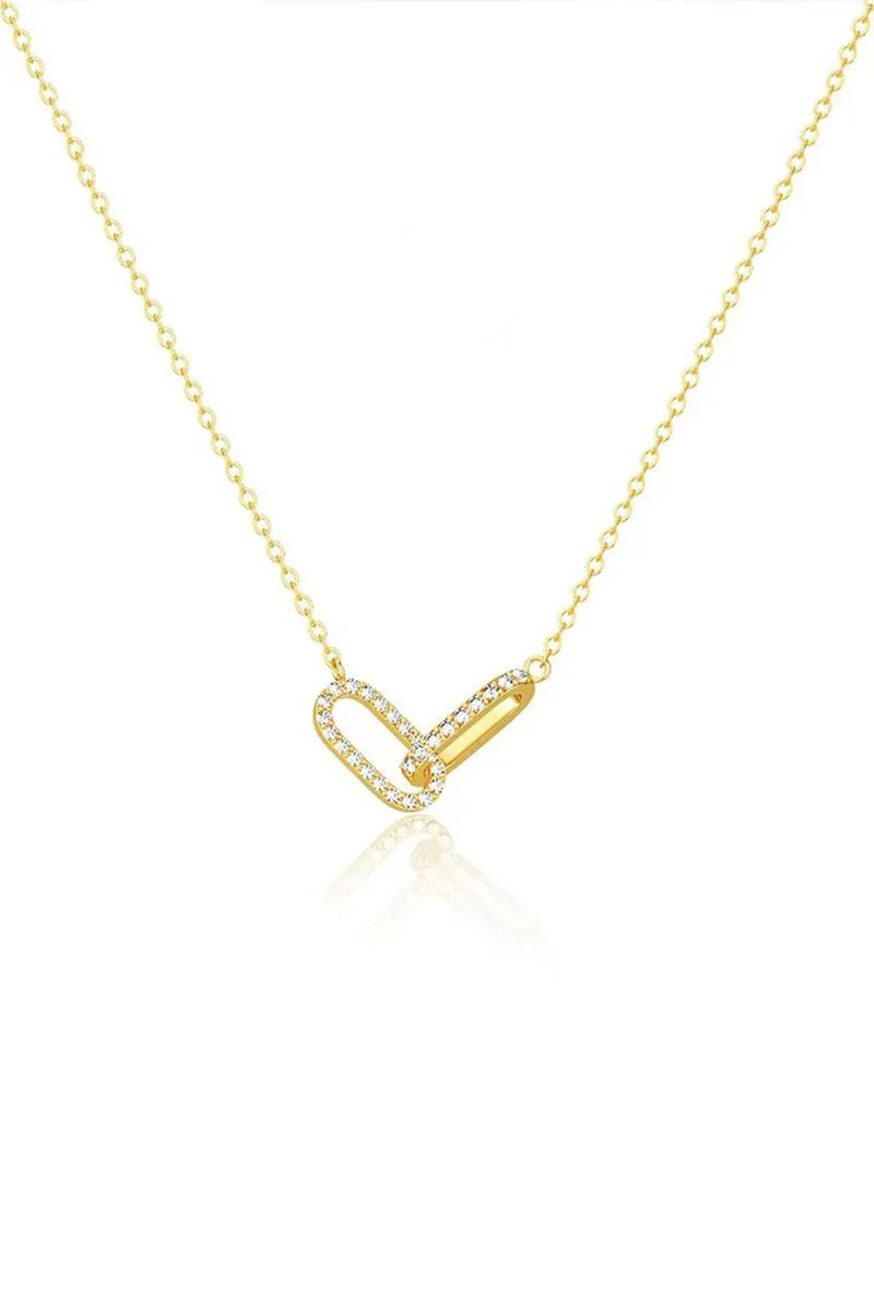 Double Oval Knot Pendant Diamond Necklace
