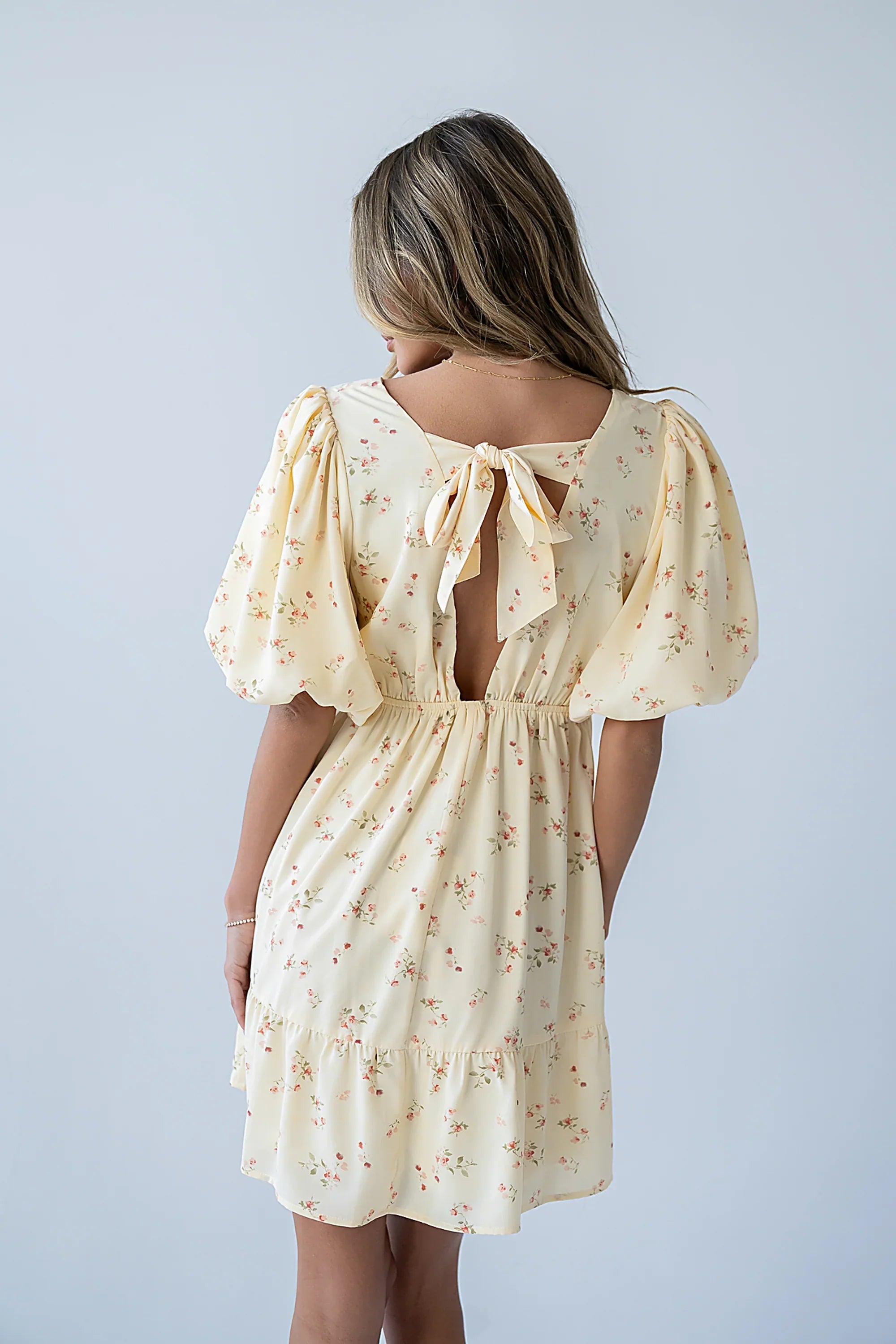 Lizzy Floral Mini Dress in Yellow FINAL SALE