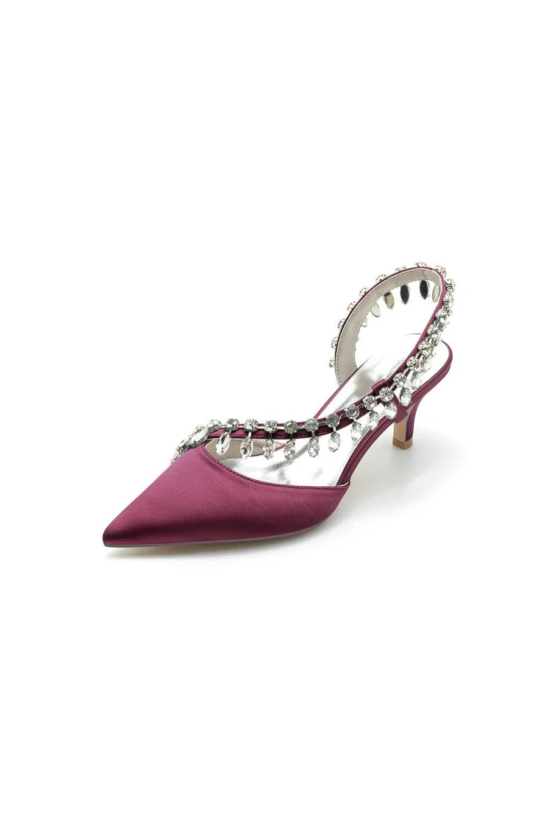 Rhinestone Beaded Pointed Toe High Heels