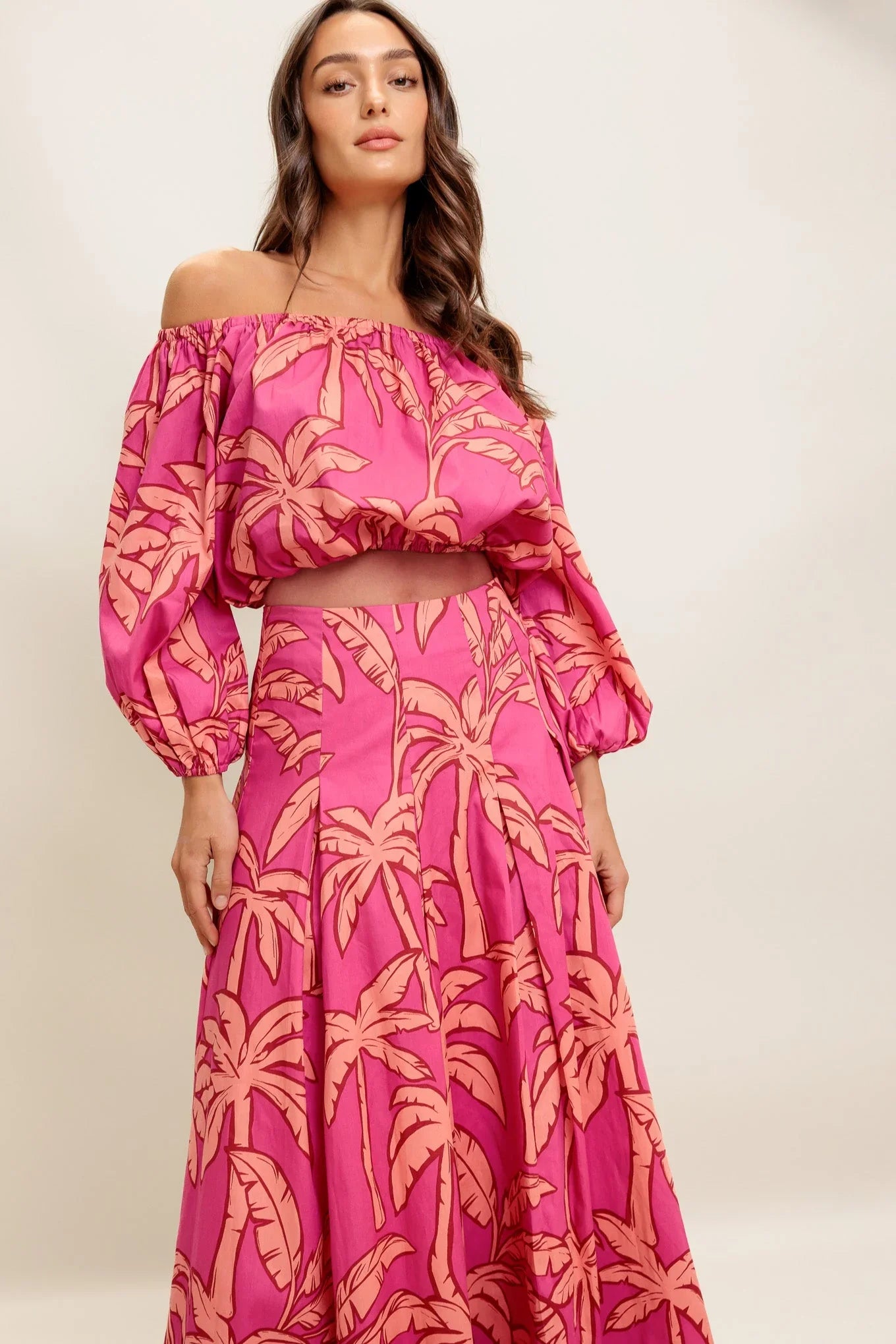 Staci Off Shoulder Top Circle Midi Skirt Set