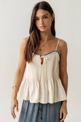 Mckell Peplum Tank Top in Natural