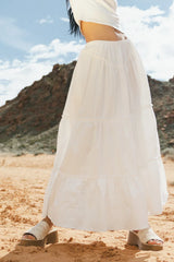 Layana Tiered Skirt in White FINAL SALE
