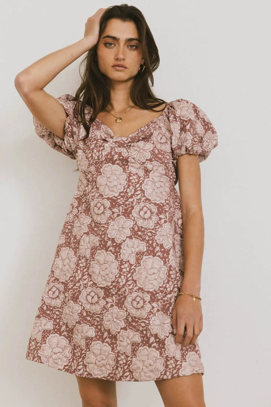 Darcella Floral Mini Dress in Mauve FINAL SALE
