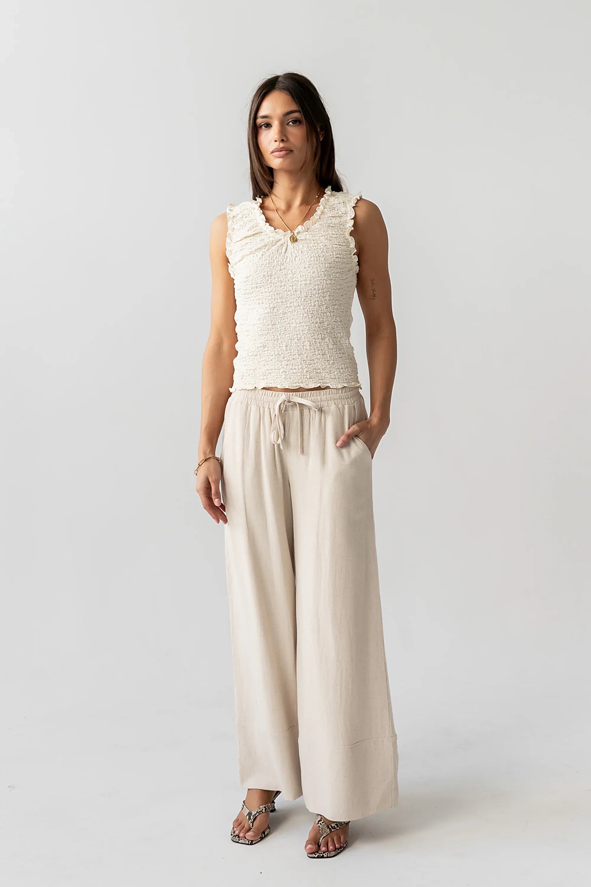 Jordana Textured Tank in Ivory