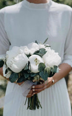 Vintage Modest Long Sleeve Wedding Dress with Pleats Simple Tea length A Line High Neck