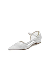 Pointed Toe Strap Buckle Mesh Low Heels