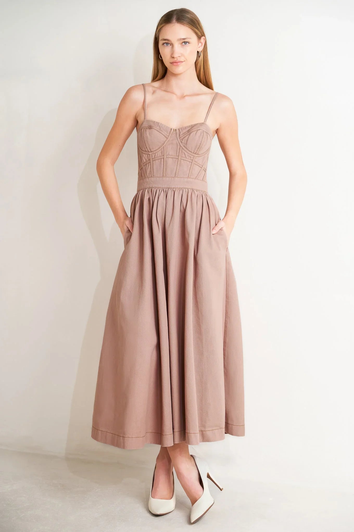 UNDERSTATED GLAM BUSTIER MIDI DRESS