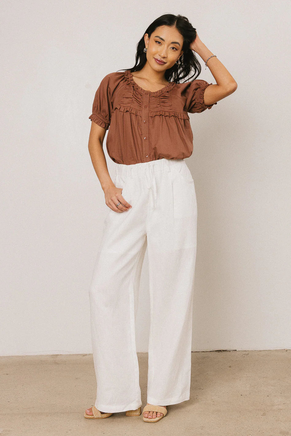 Ryder Ruffle Blouse in Marsala