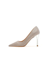 Wedding Shoes Microfiber Leather Close Toe Stiletto Heel With Sequins