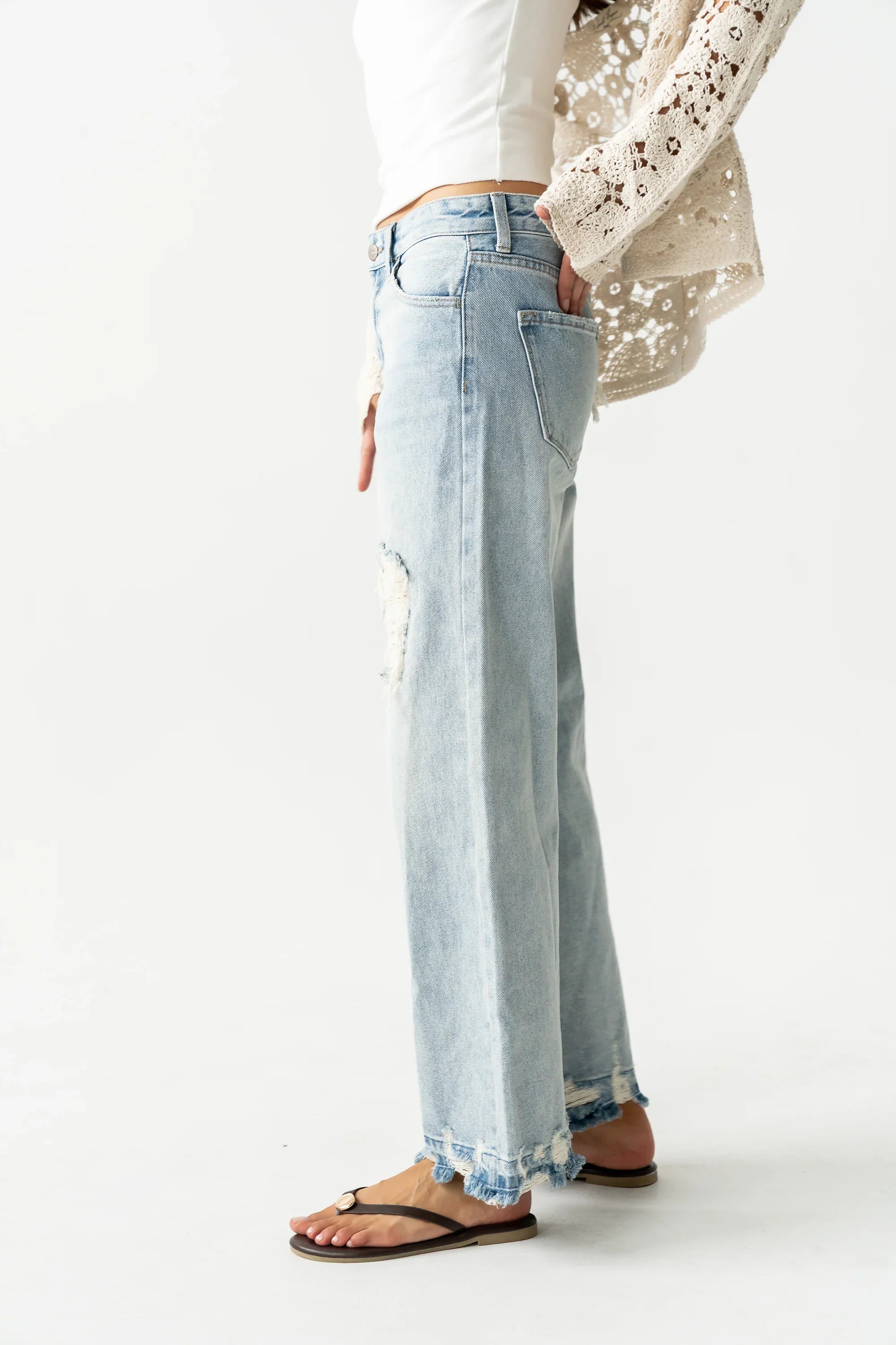 Marvin Crochet Wide Leg Jeans