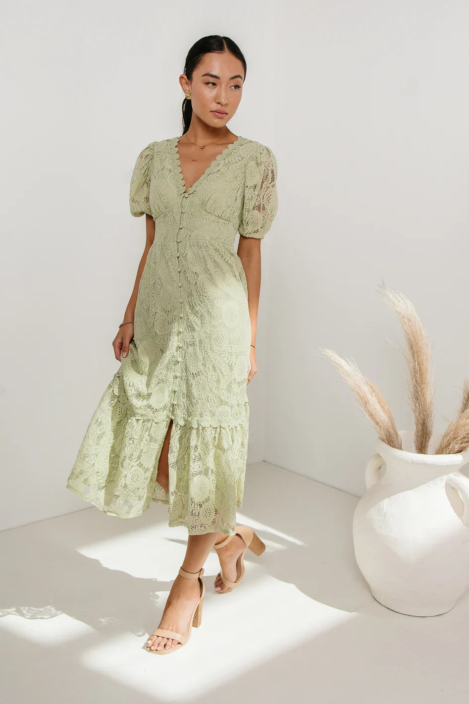 Rowan Lace Dress in Sage FINAL SALE