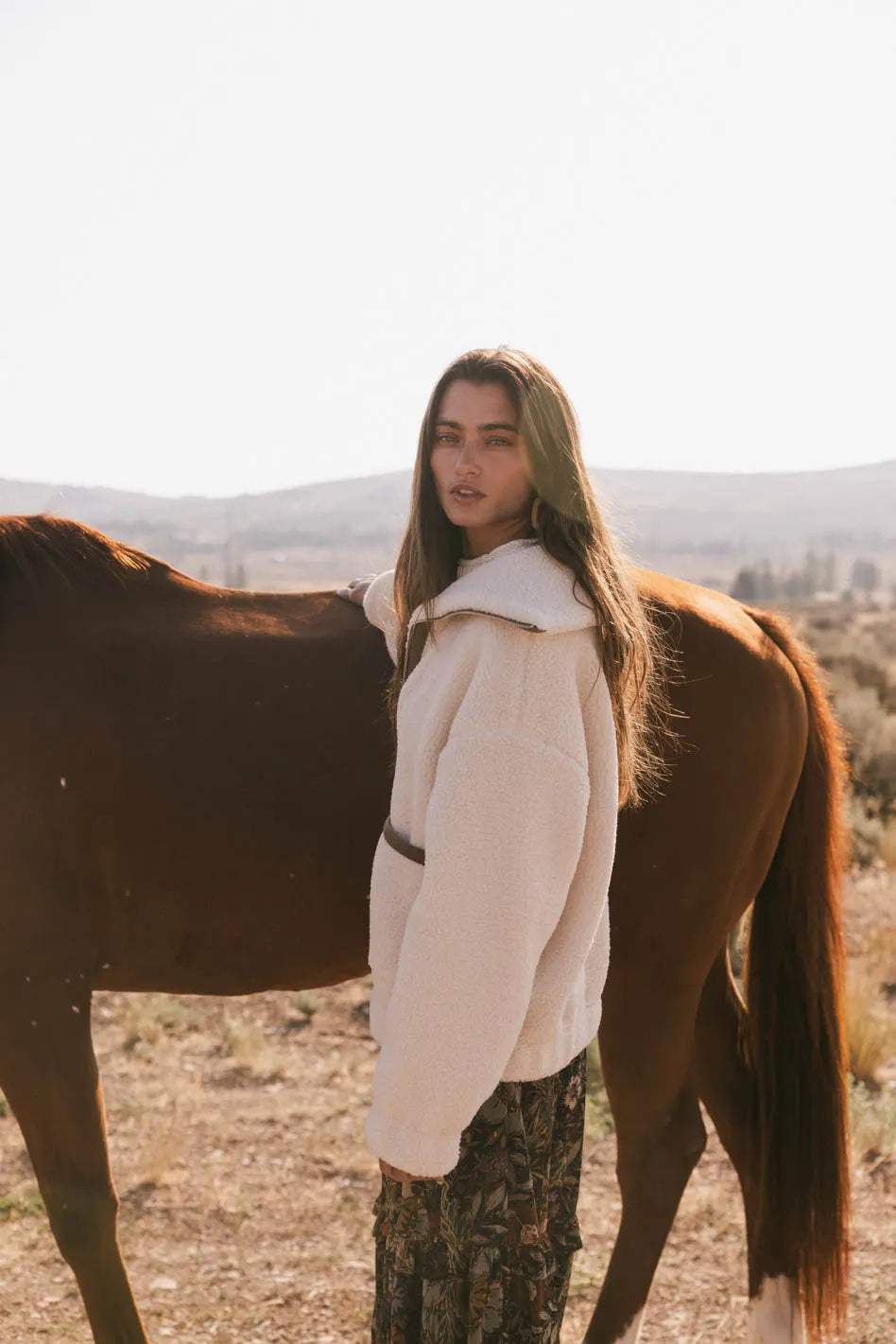 Nora Fleece Pullover in Cream Final Sale
