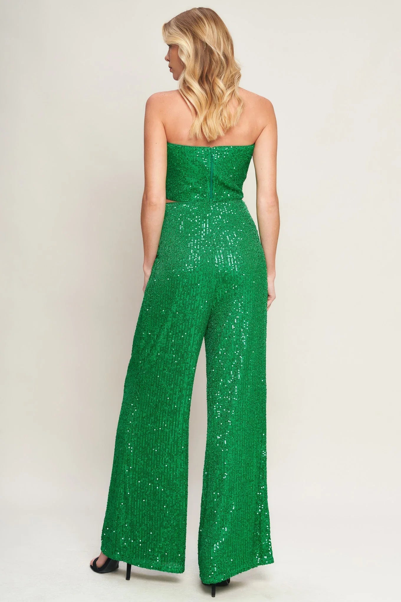 CHARMING COMPOSURE SEQUIN CROP TOP PANT SET