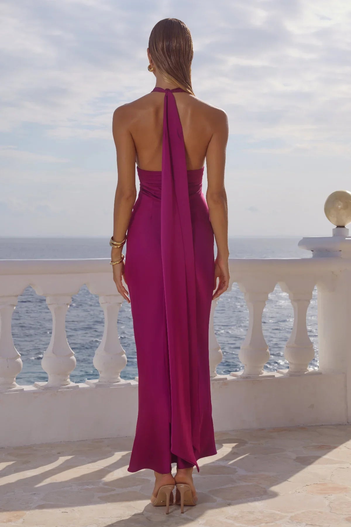 Sylvie Plunge V Neck Maxi Dress