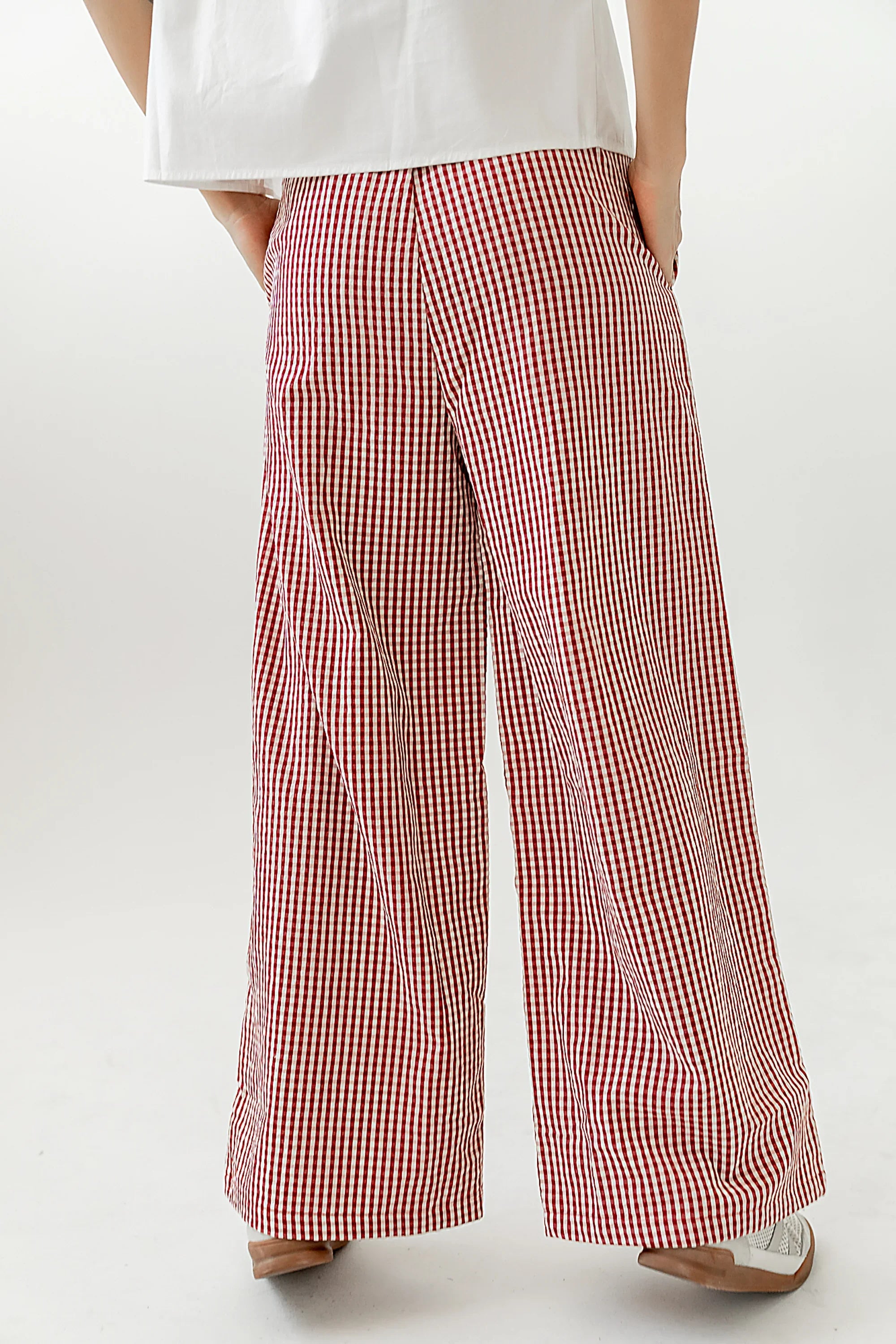 Ada Gingham Wide Leg Pants in Red FINAL SALE