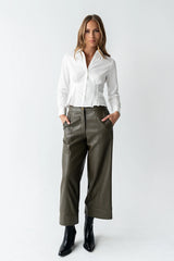 Brecken Pleated Button Up in White