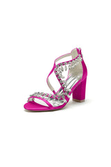 Sexy Open Toe Thin Strap Chunky Heels With Rhinestone