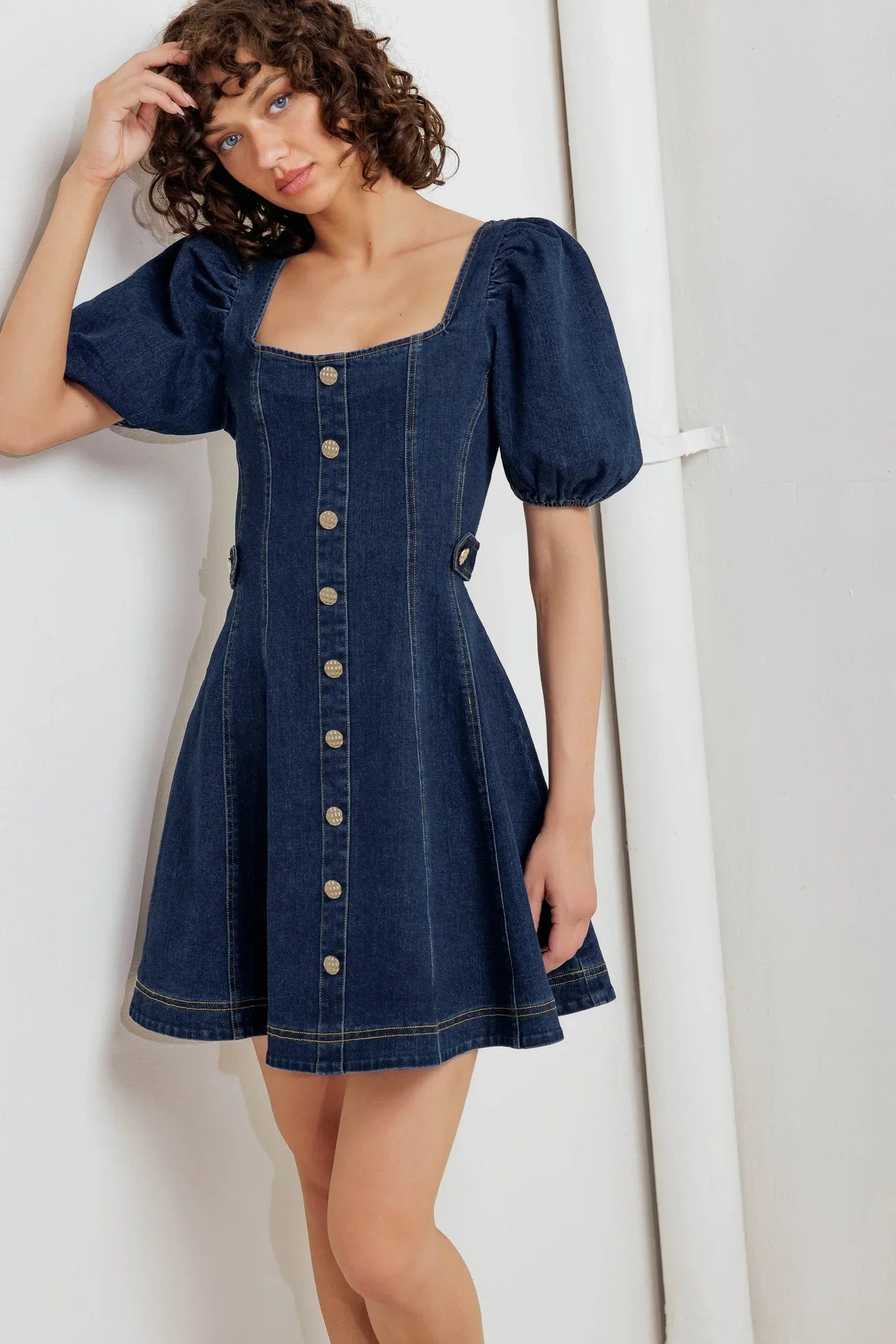 PUFF PLAY DENIM MINI DRESS FINAL SALE