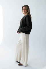 Ronda Ribbed Wide Leg Pants in Oatmeal