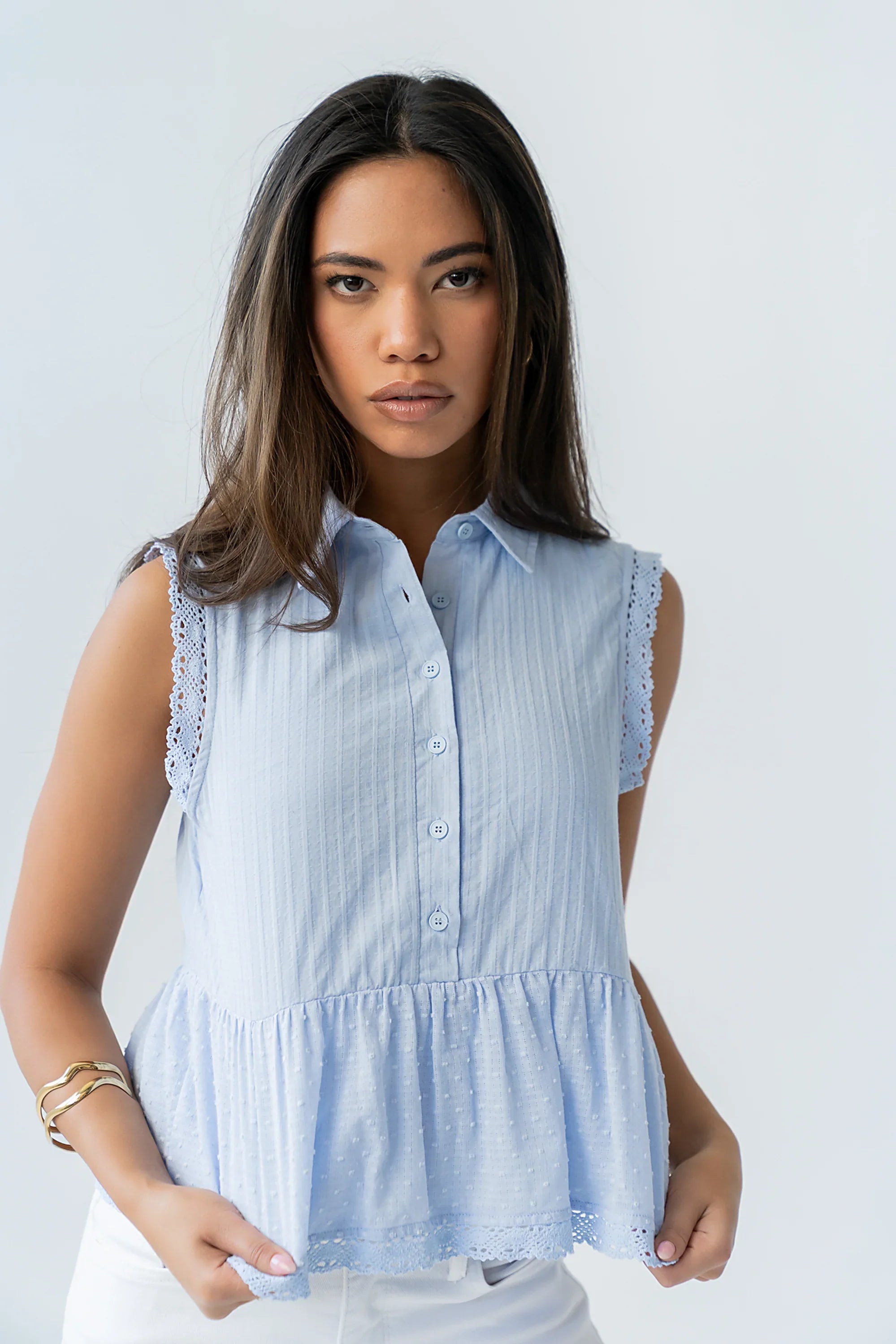 Julian Collared Blouse in Blue