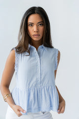 Julian Collared Blouse in Blue