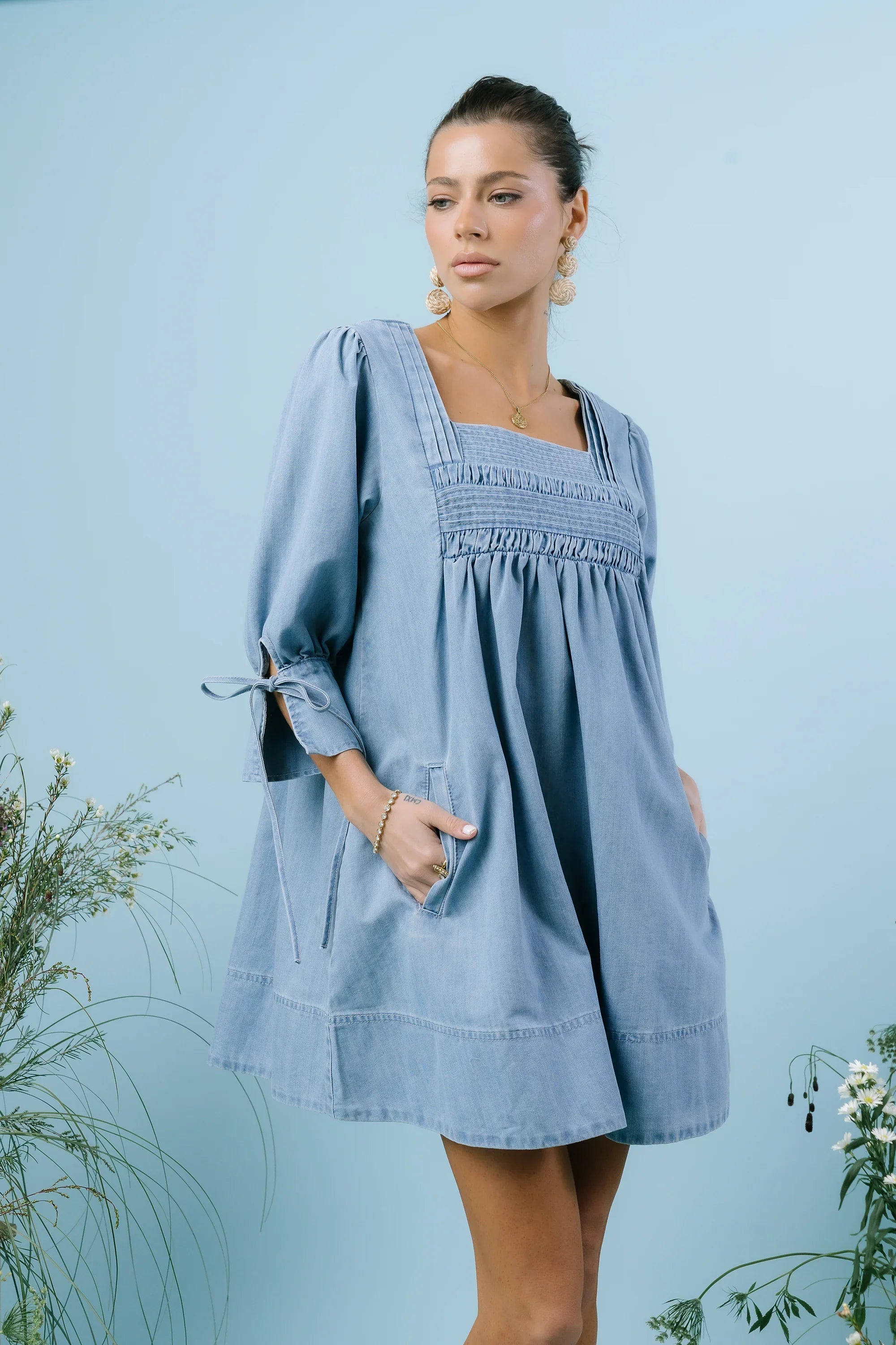Ginny Denim Baby Doll Dress