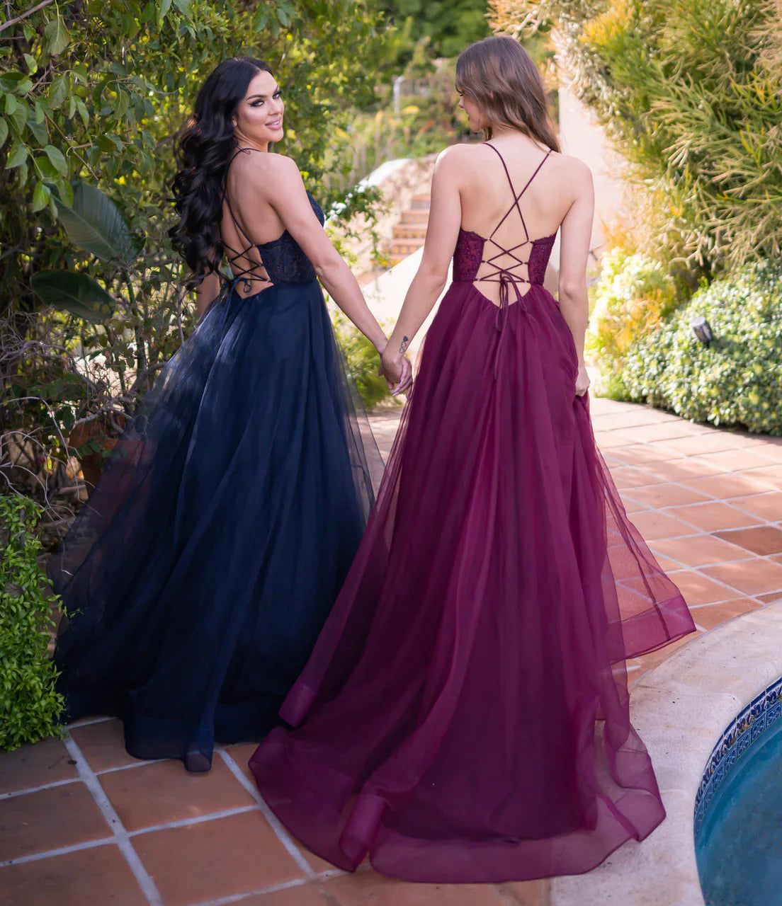 Dani Gown Navy Lace Tulle A line Dress