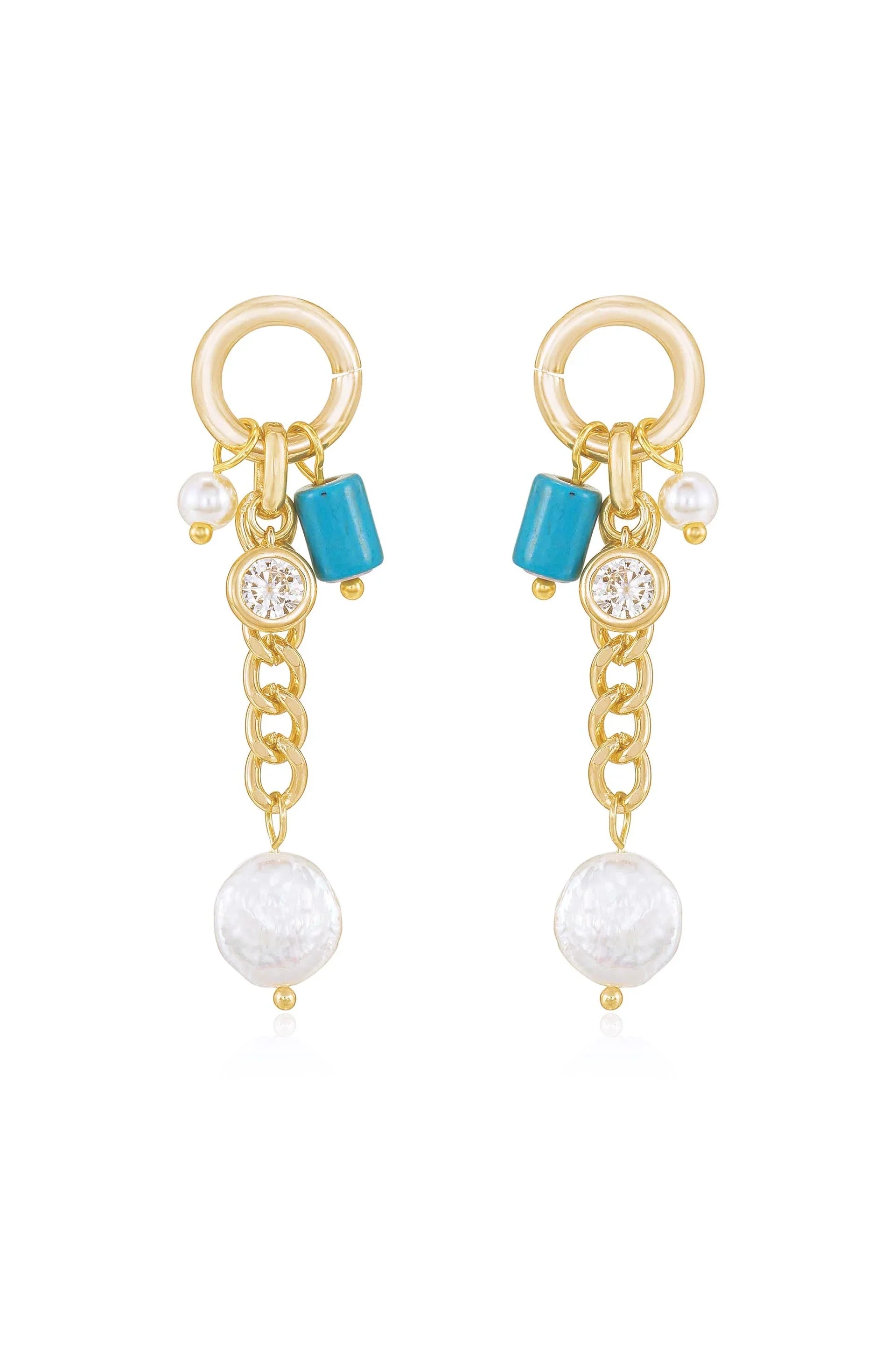 Pearl and Charm Dangle Earrings