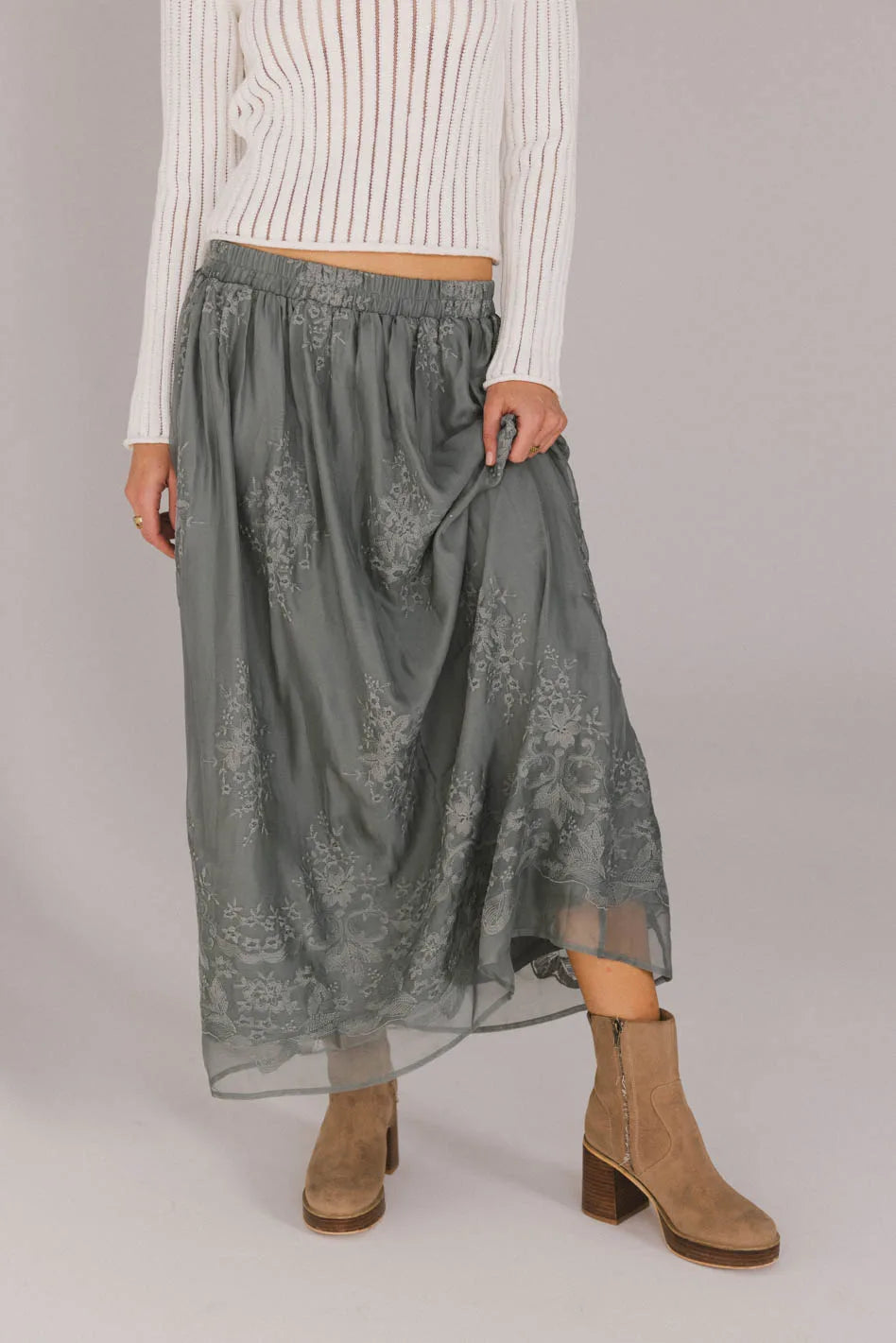 Grace Floral Tulle Skirt in Teal FINAL SALE