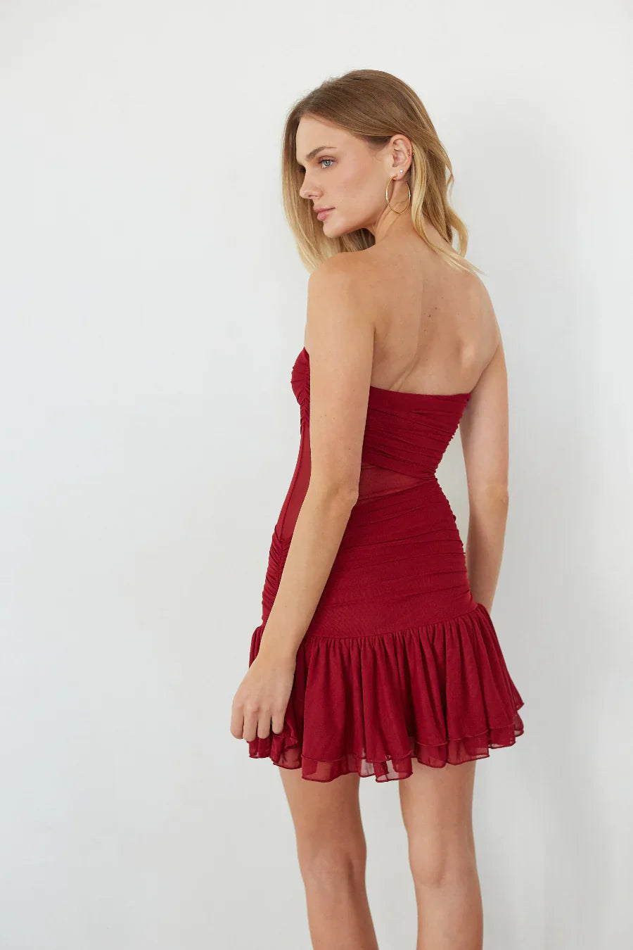 Eilish Ruched Mesh Mini Dress