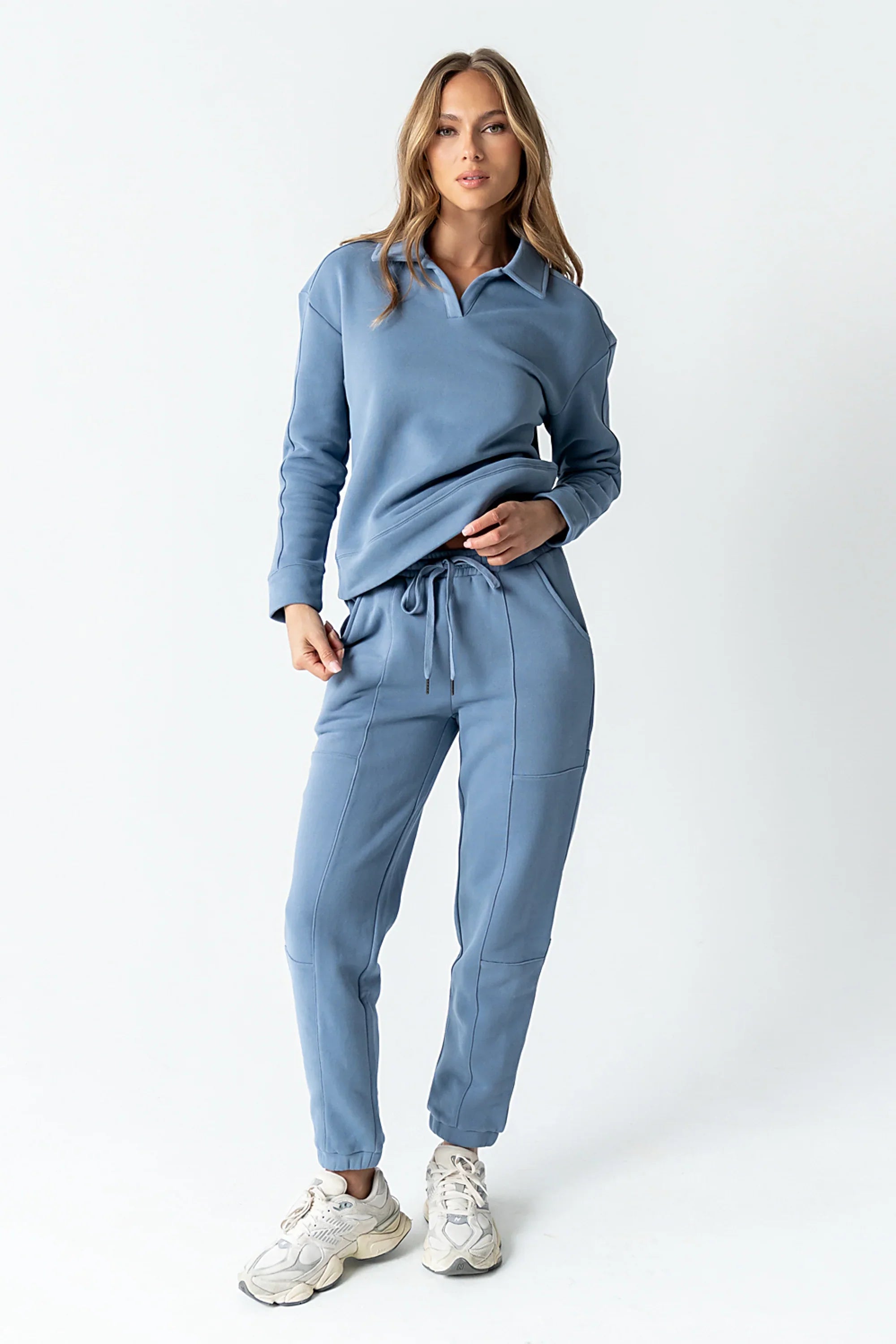 Patricia Collared Sweatshirt in Blue FINAL SALE