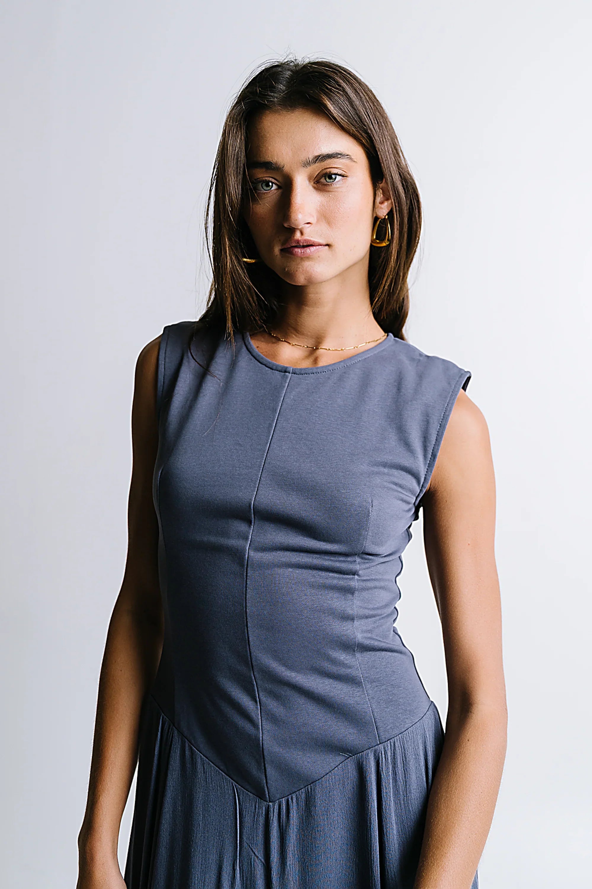 Charles Maxi Dress in Slate Blue FINAL SALE