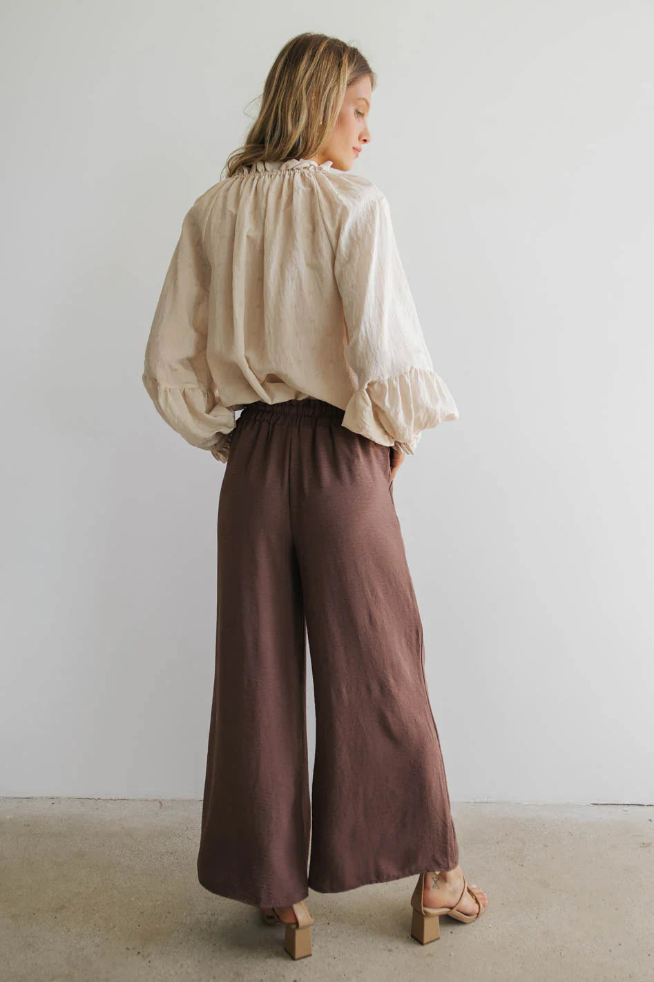Mina Wide Leg Pants in Mocha FINAL SALE