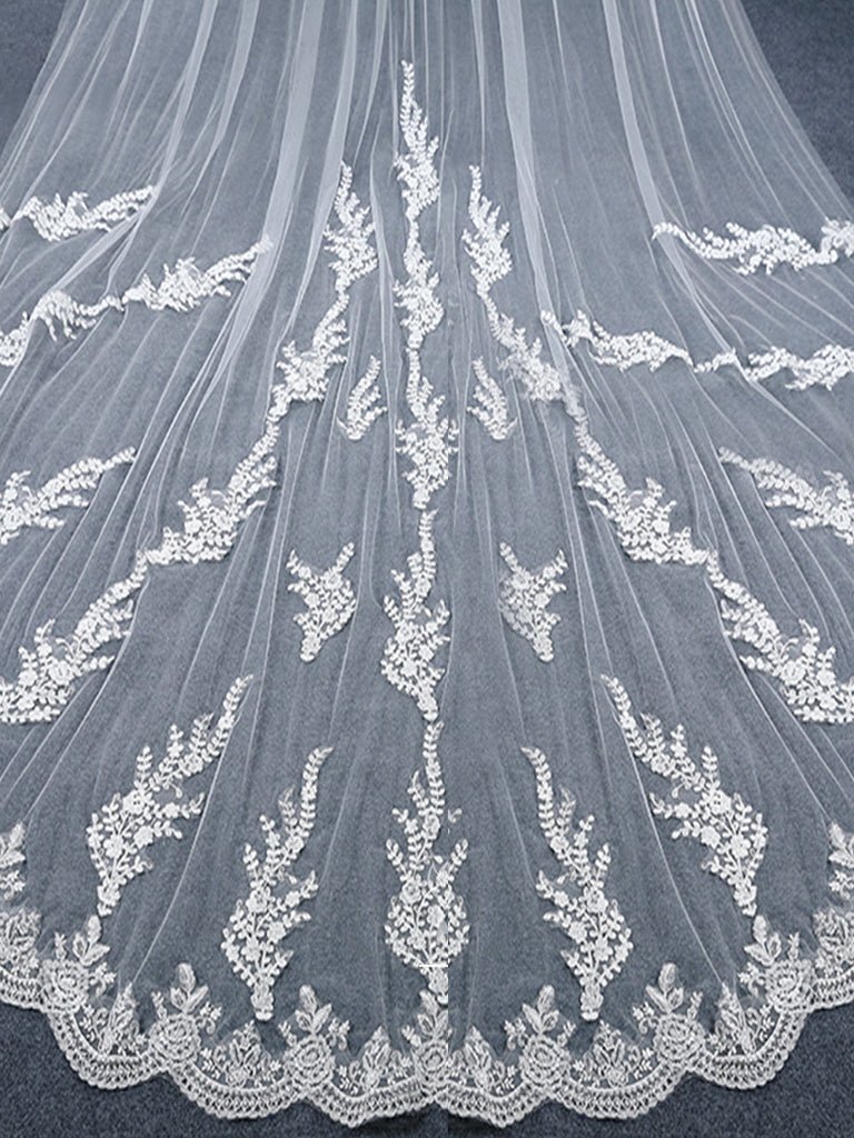 Vintage Floral Lace Cathedral Veil Bridal Veil Wedding Veil