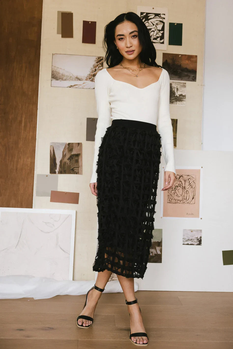 Open Cage Knit Skirt in Black FINAL SALE