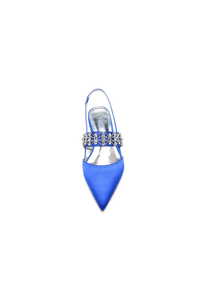 Pointed Toe Rhinestone Beaded Kitten Heels