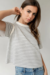 Ryker Striped T Shirt in Grey FINAL SALE